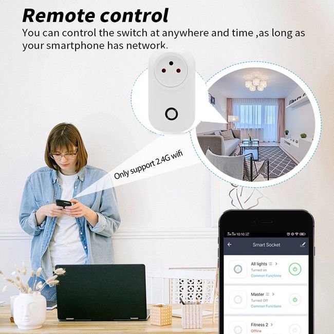 Wireless Smart Remote Control Power Outlet Light Switch Plug