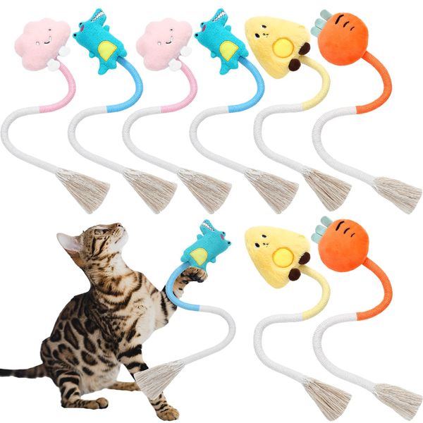 Cosblank 8 Pcs Anti Chew Catnip Toy Set Cat Chew Toy for Indoor Cats Kittens Cleans Teeth Promotes Digestion Interactive Kicking Cat Toys Cat Chew Rope Toy Kitten Cat Accessories