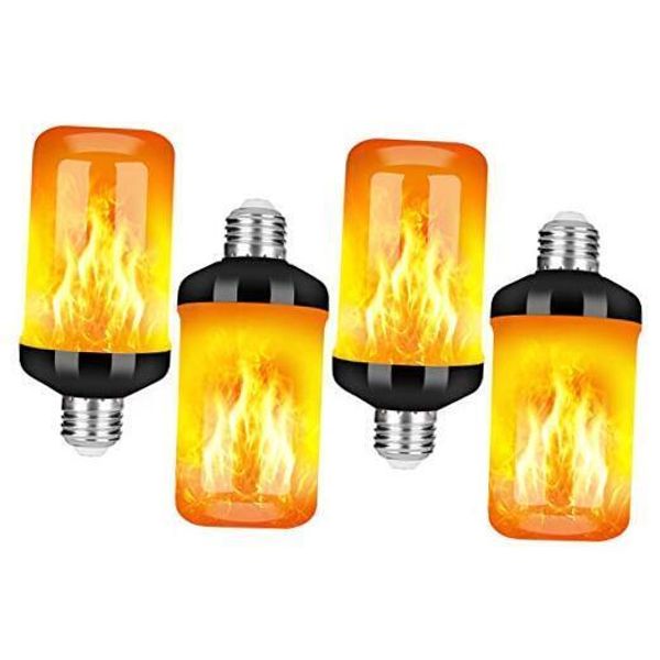 LED Flame Effect Fire Light Bulb, Upgraded 4 Modes Flickering Black-4 Pack