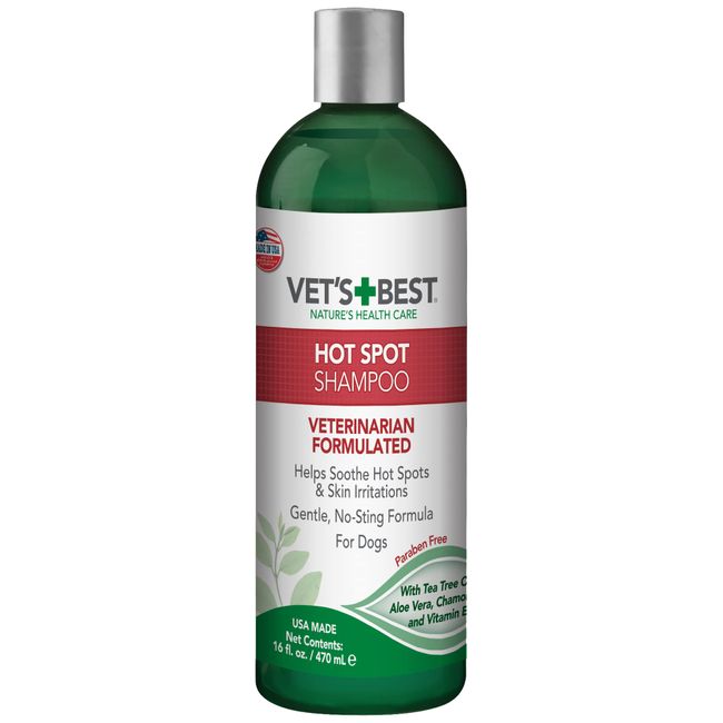 Vet's Best Hot Spot Itch Relief Shampoo for Dogs | Relieves Dog Dry Skin, Rash, Scratching, Licking, Itchy Skin, and Hot Spots | 16 Ounces