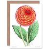 Flower Red Orange Dahlia Greeting Card With Envelope Inside Premium Quality