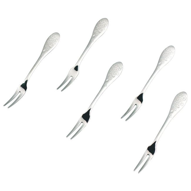 Shimomura Planning 34556 Himefork Cherry Blossom Set, Set of 5, 18-8 Stainless Steel, Made in Japan