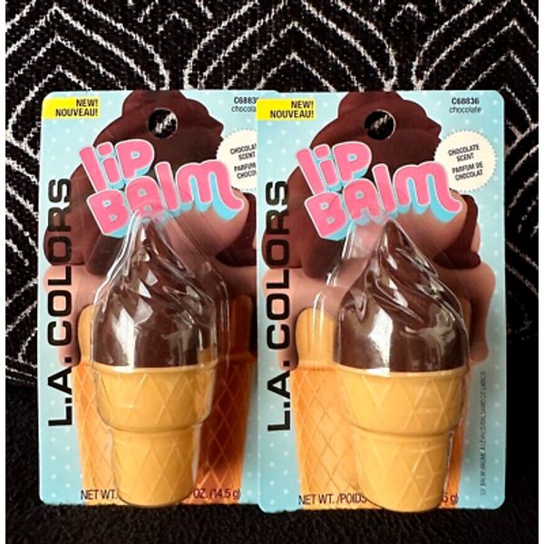 2pk LA COLORS CHOCOLATE FLAVOR C68836 TWISTTOP ICE CREAM CONE LIP BALM CHAPSTICK