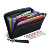 Thinktex Portable Black File Folder 12 Pocket Receipt Organizer With Zipper