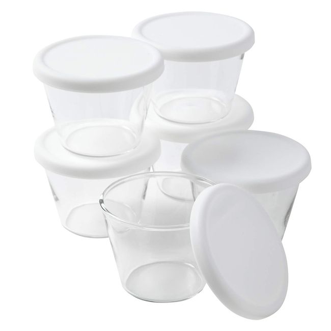 Iwaki KBT904 Pudding Cup 3.4 fl oz (100 ml) [Set of 6 with Silicone Lid] (White)