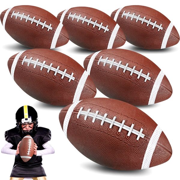 Chivao 6 Pieces Mini Football Mini Inflatable Football Kids Football Playground Balls for Kids Junior Outdoor Indoor Family Games Football Lovers Gifts Birthday Favors (8.5 Inch)