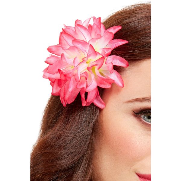 Smiffys Tropical Hawaiian Flower Hair Clip, Pink, Hawaiian Luau Fancy Dress, Hawaiian Dress Up Accessories