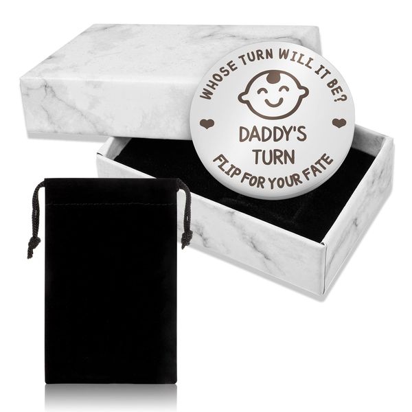 Opopark New Baby Gifts for Mom Daddy, Newborn Baby Gifts, New Parents Funny Decision Coin with Gift Box, New Parents Gifts, Anniversary Gifts for Parents(Silver)