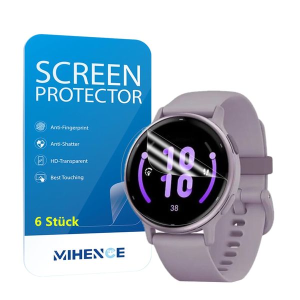 MIHENCE Screen Protector Compatible with Garmin Vivoactive 5 Smartwatch Film, TPU HD Screen Protector Compatible with Vivoactive 5 Smartwatch [Pack of 6]