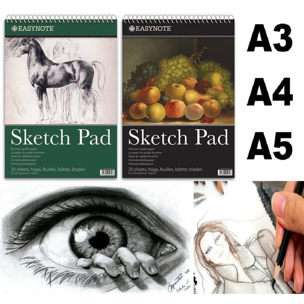 Sketch Pad A3 / A4 / A5 Book White Paper Artist Sketching Drawing Doodling Art Craft (A3 90 GSM)