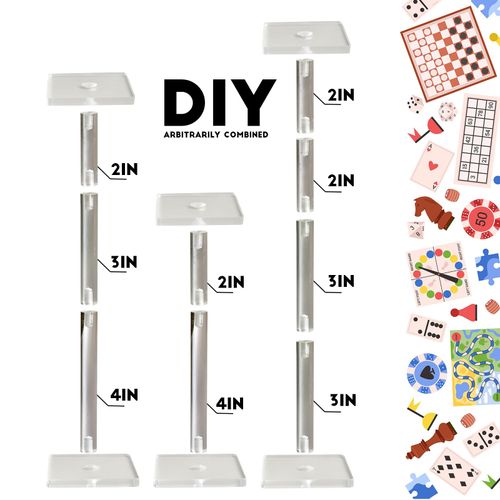 AAiphuwew 3pcs Combat Risers for Flying Miniatures, Adjustable Height Multi-Tiered Raised Platforms Flying Miniatures Combat Riser for Tabletop RPG and Board Games