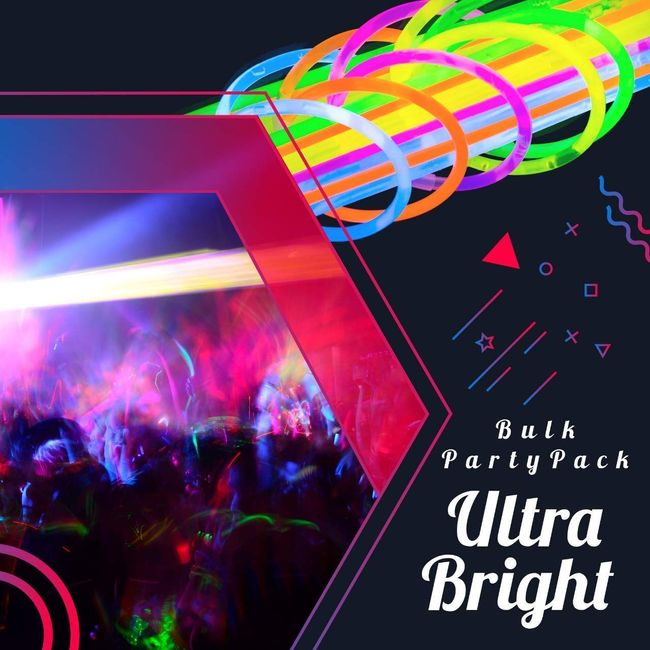 100 Ultra Bright Glow Sticks Bulk - Glow in The Dark Party Supplies Pack -  8 Glowsticks Party Favors with and Necklaces