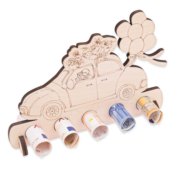 VIKY® Geldgeschenk Hochzeit Holz,Auto Hochzeit Geldgeschenk,Hochzeitsgeschenk Geld,Hochzeitsgeschenke für Brautpaar,Liebhaber Geldgeschenke Hochzeit für Geburtstag Jubiläum Personalisierte Geschenke