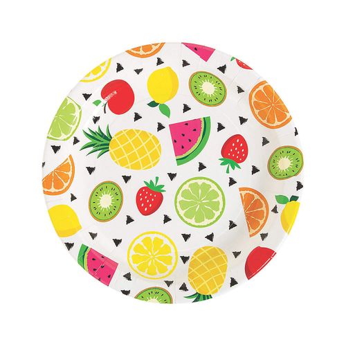 Fun Express - Tutti Frutti Dinner Plate for Party - Party Supplies - Print Tableware - Print Plates & Bowls - Party - 8 Pieces