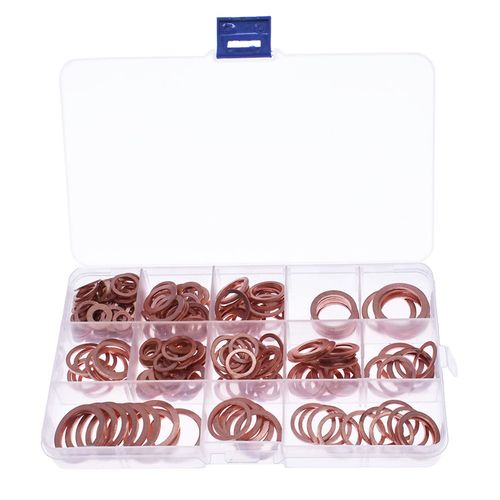 Timunr 280Pcs Copper Washers 12 Sizes Metric Solid Copper Crush Washers Hydraulic Fittings Set with Box