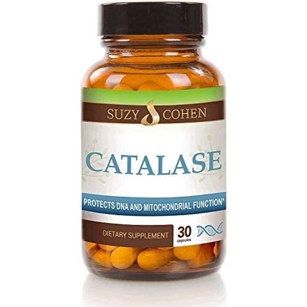 Suzy Cohen Catalase 12,500 Catu Dietary Supplement, Liver Enzyme, Neutralize Hydrogen Peroxide, Supports Healthy Skin, Hair, Blood, Cholesterol, 30 DR Caps
