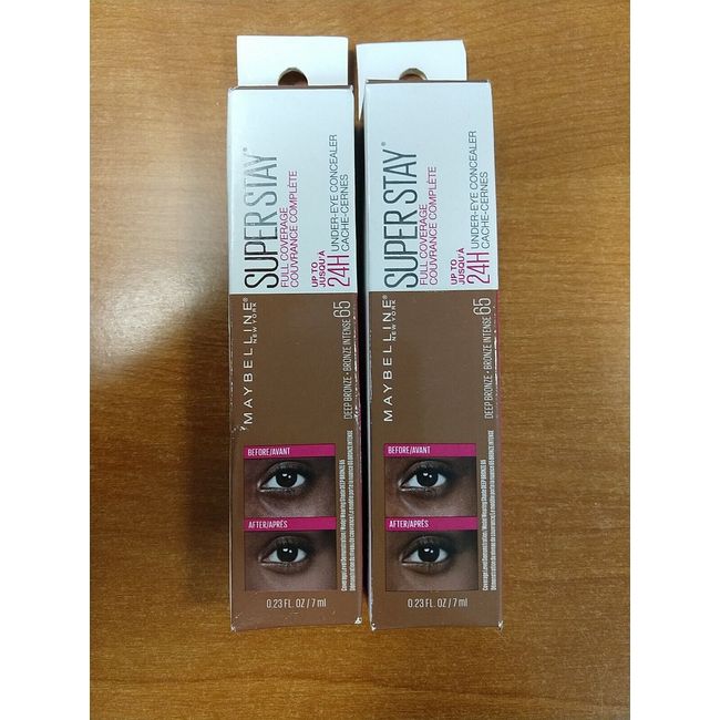 2Pk Maybelline Super Stay Full Coverage Under Eye Concealer #65Deep Bronze BB908