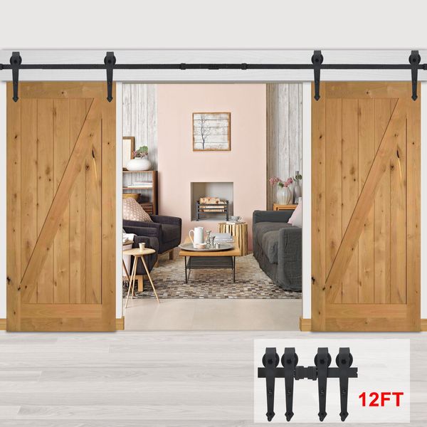 Sliding Barn Door Hardware Kit 12 FT Heavy Duty Sturdy Smoothly and Quietly