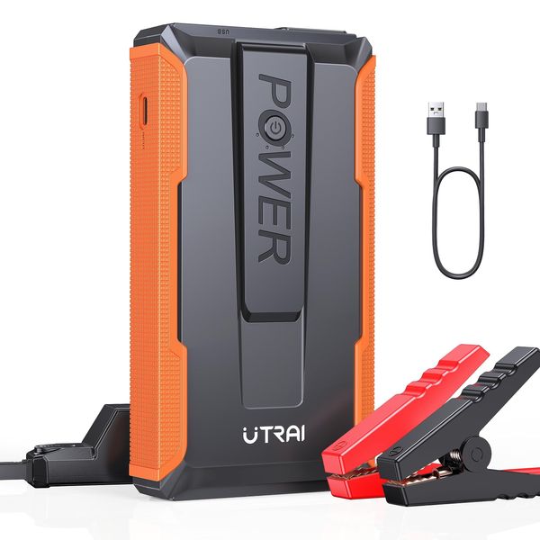 UTRAI Jump Starter, For 12 V Cars, Emergency Starting, 1,400 A Peak Current, Gasoline Cars Up to 2.5 gal (6.5 L), Compatible with Diesel Vehicles Up to 1.2 gal (5.5 L), Power Bank Function, LED Light,