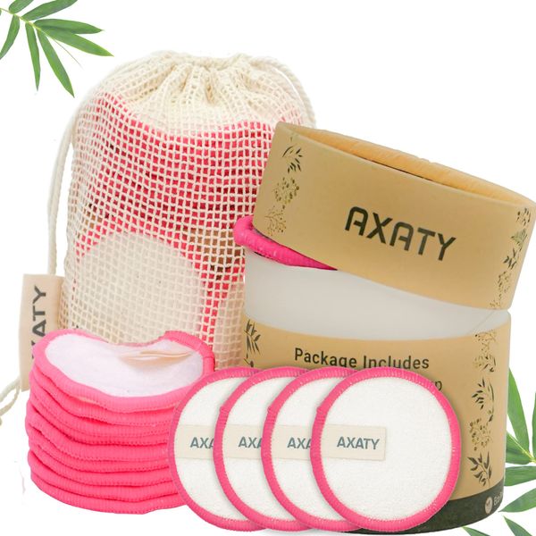 AXATY 3-Layers 20 Reusable Makeup Remover Pads-Organic Bamboo Cotton Rounds Eco-Friendly Reusable Face Pads Makeup Remover for All Skin Types with Cotton Draw String Laundry Bag (8cm)