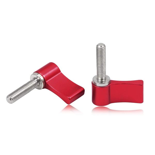 SPEEDWOX 2 Pcs M5 20mm Screws with Handle, Thumb Lever, Adjustable Wing(Red)