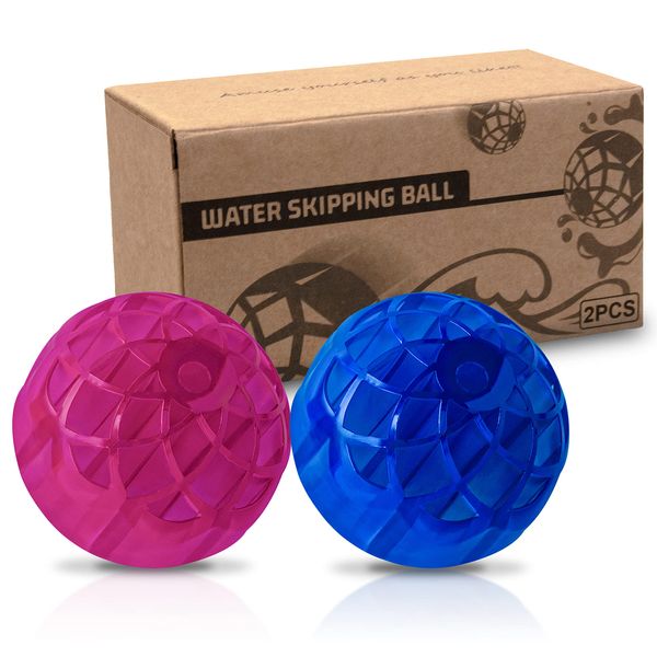 Pool Balls for Swimming Pool Beach Ball 2 Pack Skip Ball Water Bouncing Ball Water Skipping Ball Summer Beach Balls for Swimming Pool Sports Pool Toys Balls Beach Game for Kids and Adults Party Favors