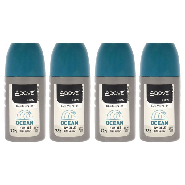 ABOVE Elements Ocean - 72 Hour Antiperspirant for Men - 4 Pc Roll-On Deodorant