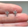Mini Silver Cross Stud Earrings .925 Sterling Silver Plain Tiny Simple Discreet