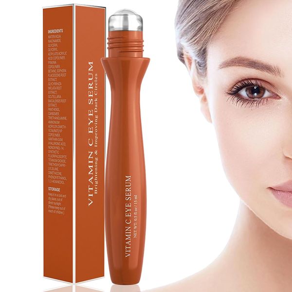 Augenserum Anti-Aging - Roll-On Vitamin C Augenserum - Augencreme gegen Falten und Augenringe - Feine Linien reduzieren Tränensäcke entfernen Augenpflege - Anti-Falten strafft Feuchtigkeitsspendend