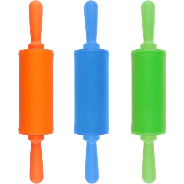 STOBOK Children Rolling Pin Plastic Clay DIY Dough Tools Kit Extruder Tools 3pcs (Random Color)