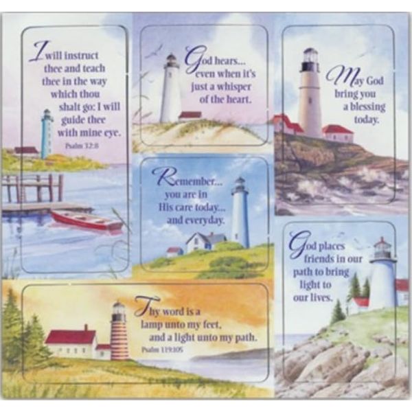 Inspirational Lighthouse Fridge Magnet Set, 6 Pieces with Scripture Verses, Assorted Sizes