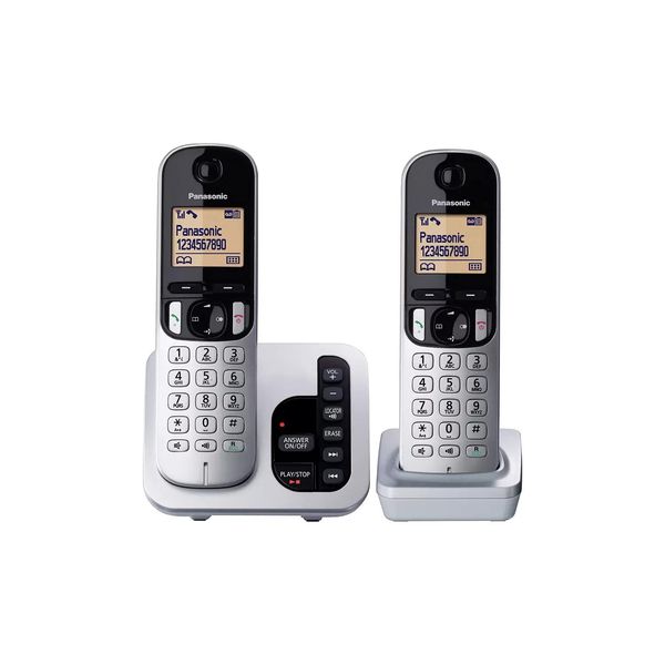 Panasonic KX-TGC222EB Cordless Phone with Answering Machine (Hands Free Functionality, Low Radiation)