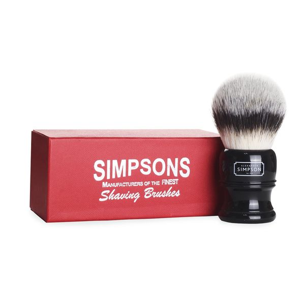 Alexander Simpson Trafalgar Synthetic Shaving Brush - Simpson Shaving Brushes - Faux Ivory Handle (T3 Ebony)