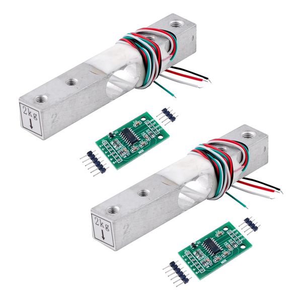 Geekstory 5kg Digital Load Cell Weight Sensor+HX711 AD Weighing Sensor Module for Arduino DIY Electronic Portable Kitchen Scale（2 Sets）