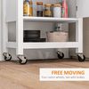 Utility Rolling Kitchen Island Cart w/ Storage Shelf, Wheels, Smooth Top, White