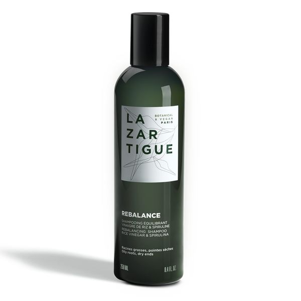 Lazartigue Rebalance Shampoo, Enriched with Rice Vinegar & Spirulina, Purifies Scalp, Hydrates Lengths & Dry Ends, Hair Fiber is Rebalanced, Soft & Shiny, Vegan, Mint, 8.4 Oz