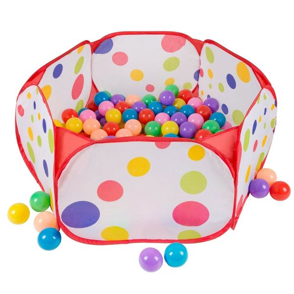 Ball Pit with Balls Six-Sided Pop-up Play Pen with 200 Non-Toxic Plastic Balls