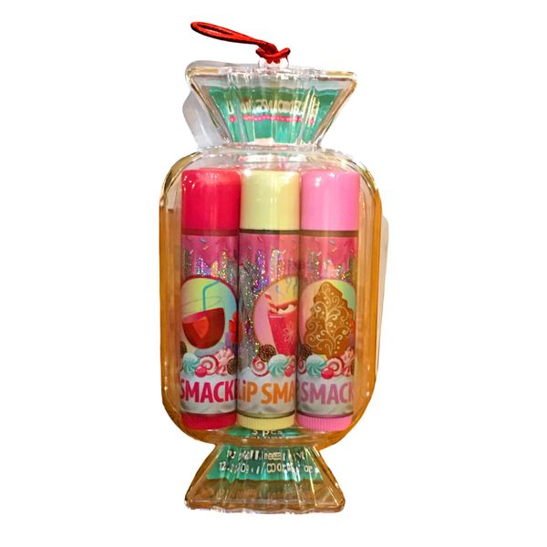 (1) Lip Smacker Ornament Trio -Flavors Include Mistletoe Punch, Hot Cocoa and Sugar Cookie