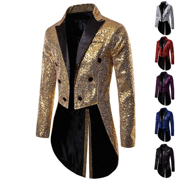 Maxer Men's Tuxedo Tail Dress (6 Colors, 5 Sizes) Party Tuxedo, Model, Dance Costume, Glitter, Tuxedo, Sequin Jacket, Cosplay, Costume, Cultural Festivals, Year-end Party, New Year's Party