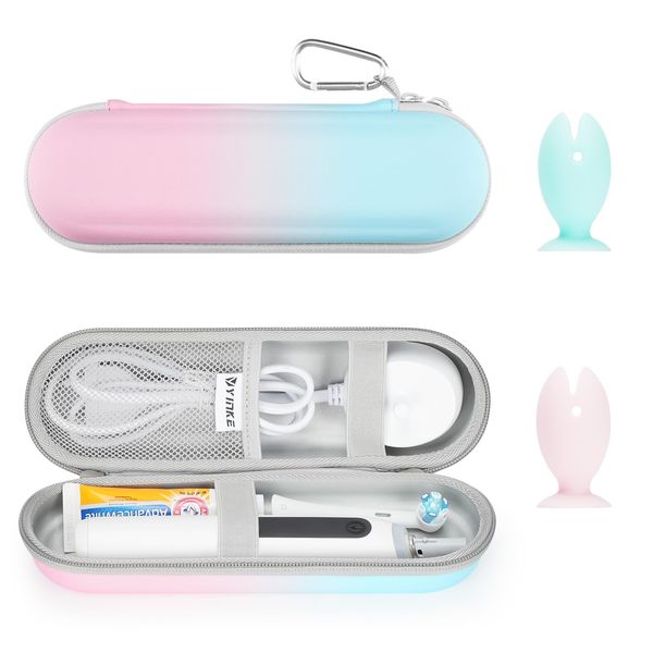 Toothbrush Travel Case with 2 Toothbrush Head Cover Caps for Oral-B/Oral-B Pro/Philips Sonicare Electric Toothbrush, Keeps Toothbrush Fresh and Clean, Portable Waterproof Travel Organizer Set