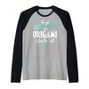 Origami Design Gift - Origami Solves Them All! Raglan Baseball Tee