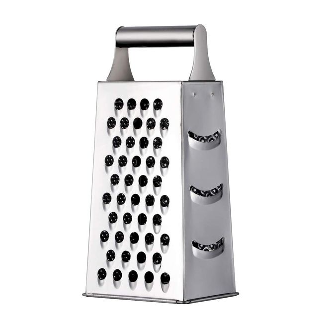 Buyer Star Cheese Grater, Cheese Grater, Cheese Sharpener, 4 Sided Grater, Stainless Steel, Easy to Grip, Cheese, Vegetables, Daikon Grater, Cookware, Dishwasher Safe, 3 Colors Available, Silver