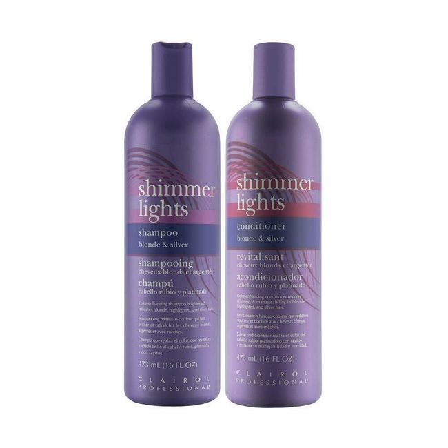 Clairol Professional Shimmer Lights Shampoo & Conditioner Blonde & Silver 16 oz