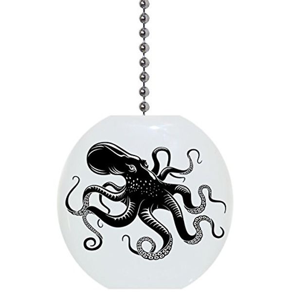 Black Octopus Solid Ceramic Fan Pull