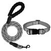 Heavy Duty Dog Leash Set - Reflective Collar, Adjustable Padded Nylon, Comfortable Handle, 5FT (Gray, Small)