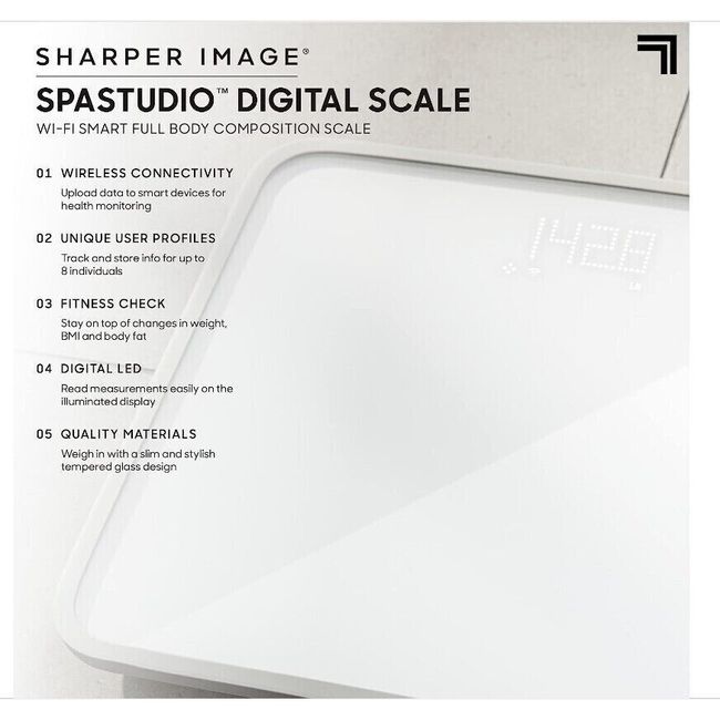  SHARPER IMAGE SPASTUDIO Digital WiFi Bathroom Scale