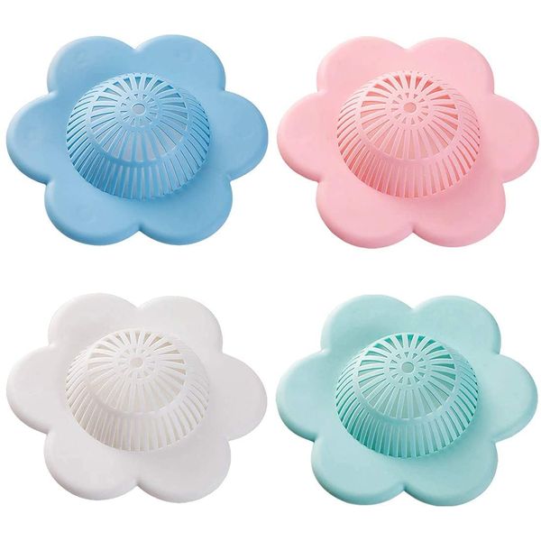 Amerson Hair Catcher Silicone Hair Stopper Shower Drain Covers, Bathtub and Shower Drain Protectors with Suction Cups Suit for Bathroom Bathtub and Kitchen 4 Pack