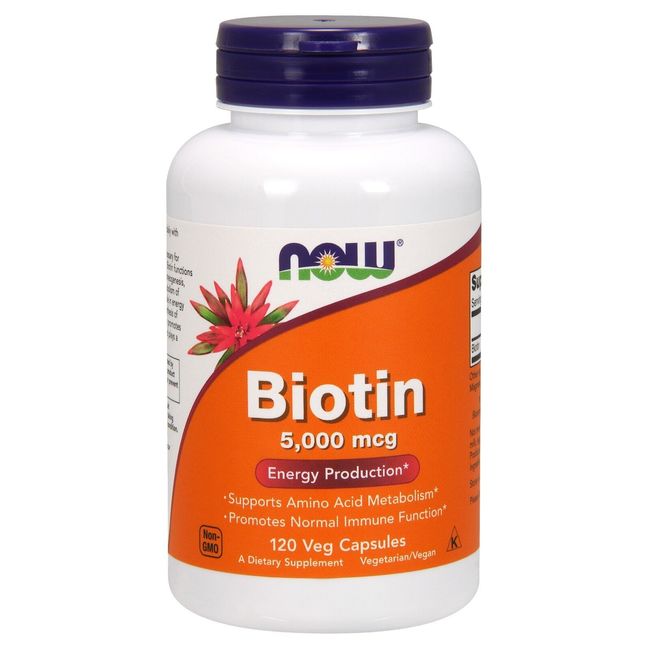 NOW Foods Biotin, 5,000 mcg, 120 Veg Capsules