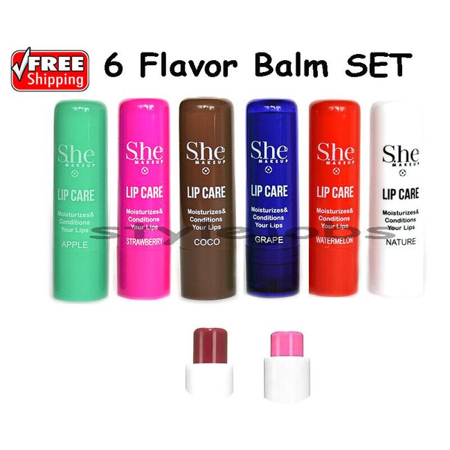 S.he 6 Flavor Moisturize Fruity Lip Care Lip Balm Treatments SET