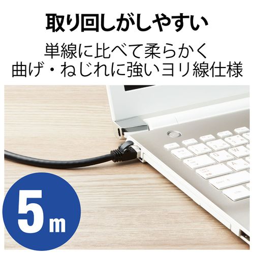 Elecom GM-LDGPAT/BK50 LAN Cable, PS5 Compatible, CAT6A Nail Break Prevention, 16.9 ft (5.0 m), Black